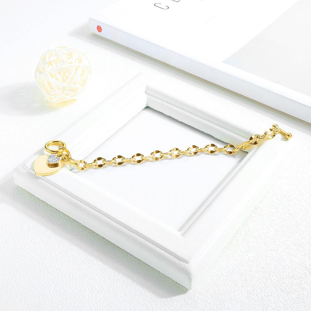 Diamond cut Belcher Chain T-lock Toggle Bracelet in Gold Layered Steel Jewellery