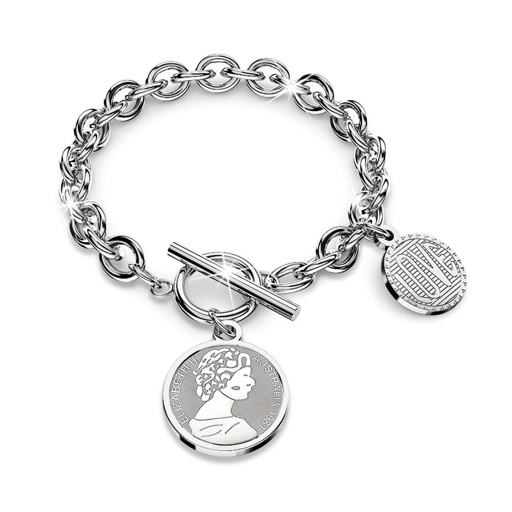 Aussie Coin White Gold Layered Bracelet