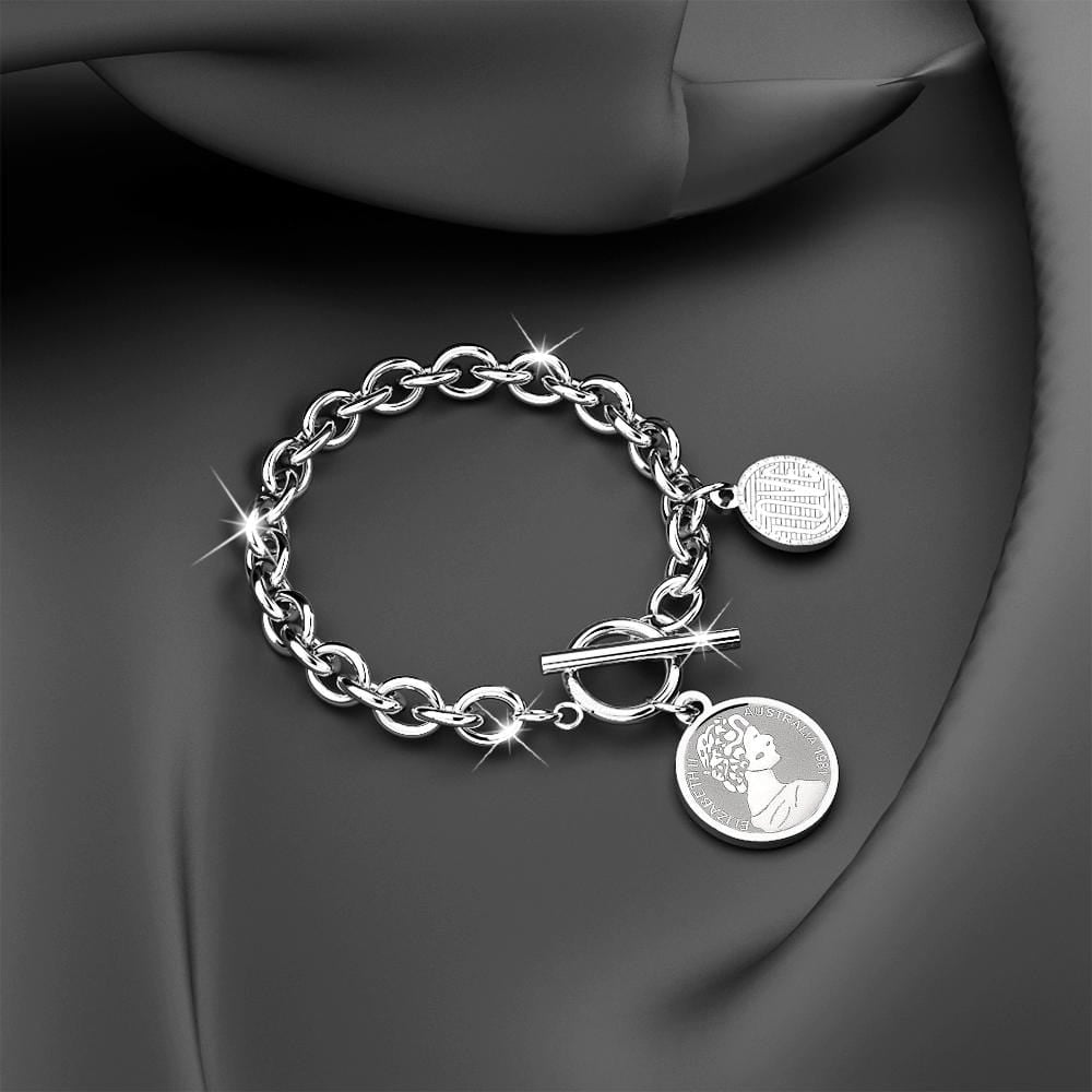 Aussie Coin White Gold Layered Bracelet