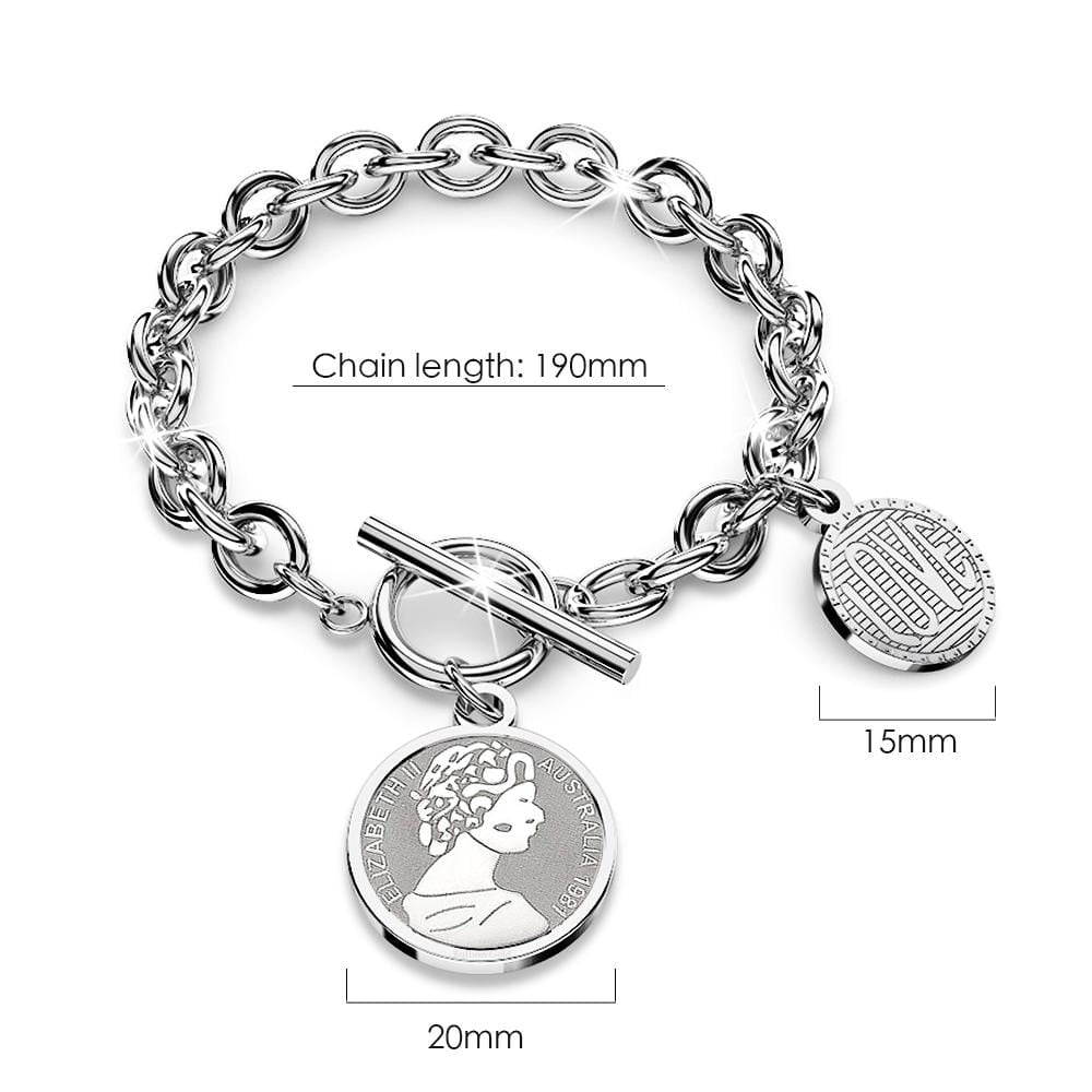 Aussie Coin White Gold Layered Bracelet