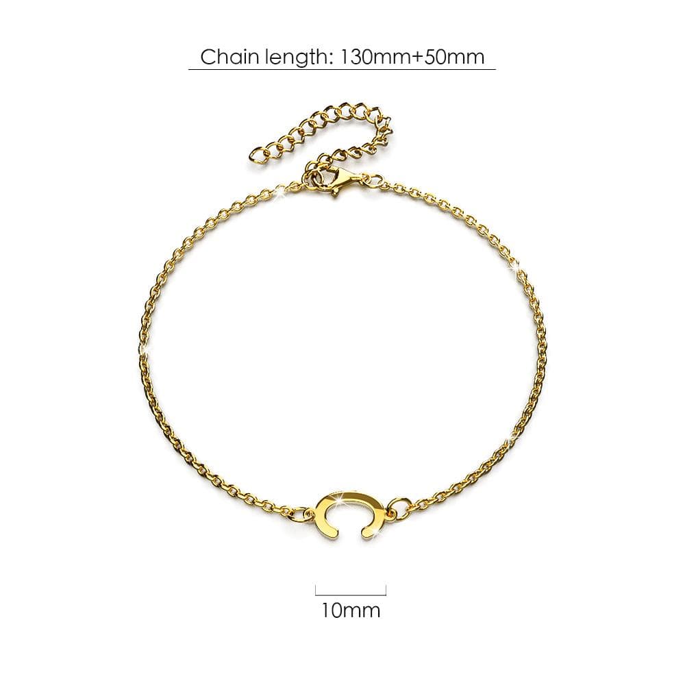 Bold Alphabet Letter Initial Charm Bracelet in Gold Tone