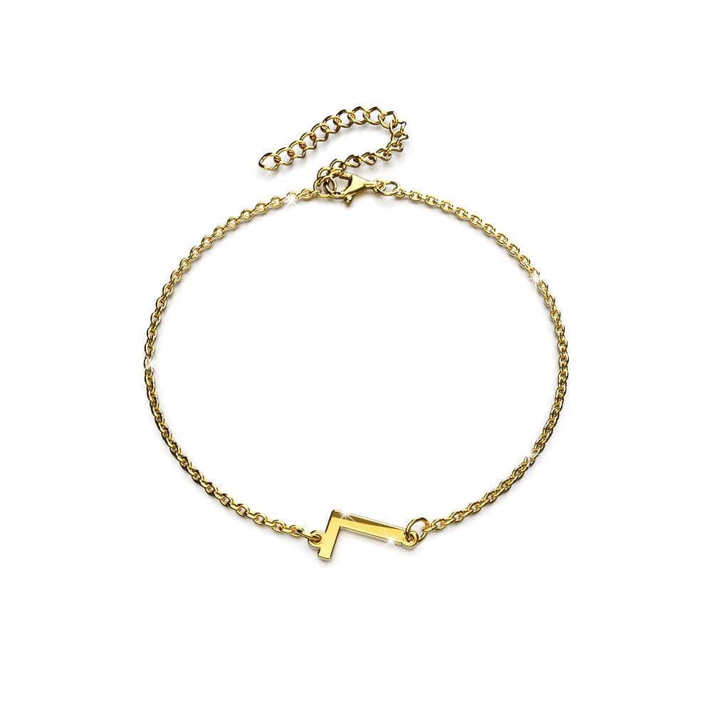 Bold Alphabet Letter Initial Charm Bracelet in Gold Tone