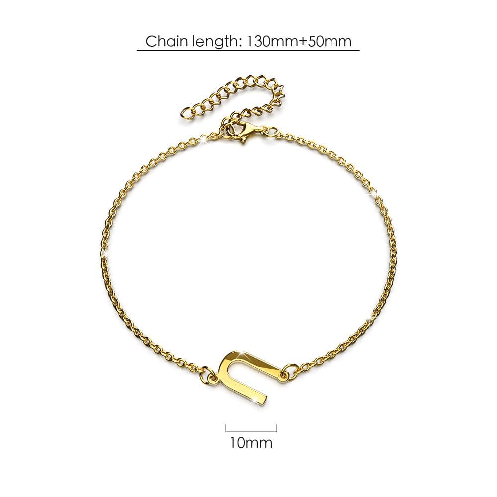 Bold Alphabet Letter Initial Charm Bracelet in Gold Tone