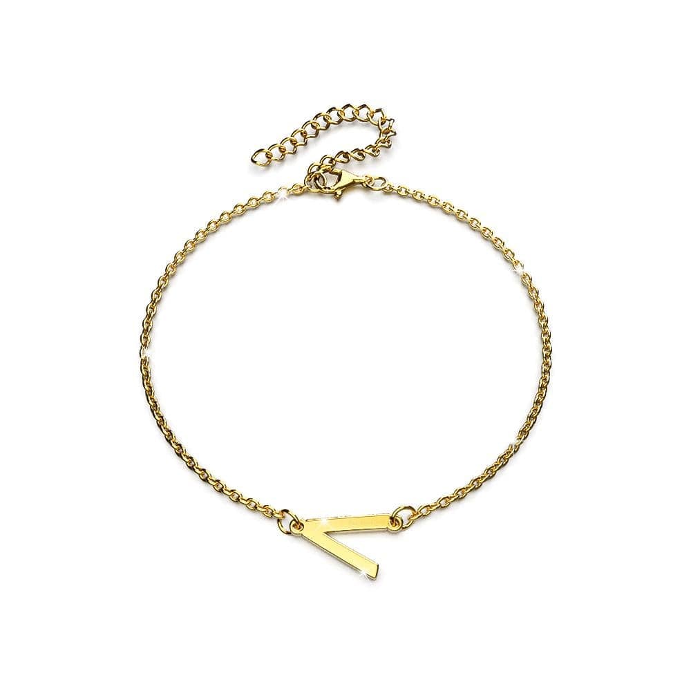 Bold Alphabet Letter Initial Charm Bracelet in Gold Tone
