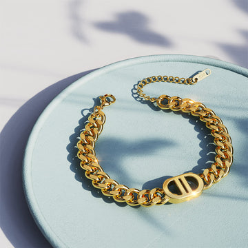 Damian Gold Semi-Flat Curb Chain Bracelet