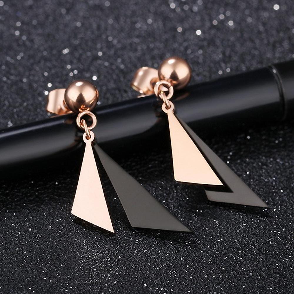 Modern Geometric Style Dangle Earrings Duo Triangle - Brilliant Co