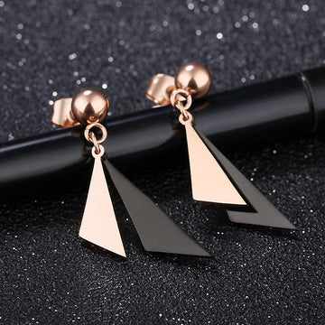 Modern Geometric Style Dangle Earrings Duo Triangle - Brilliant Co