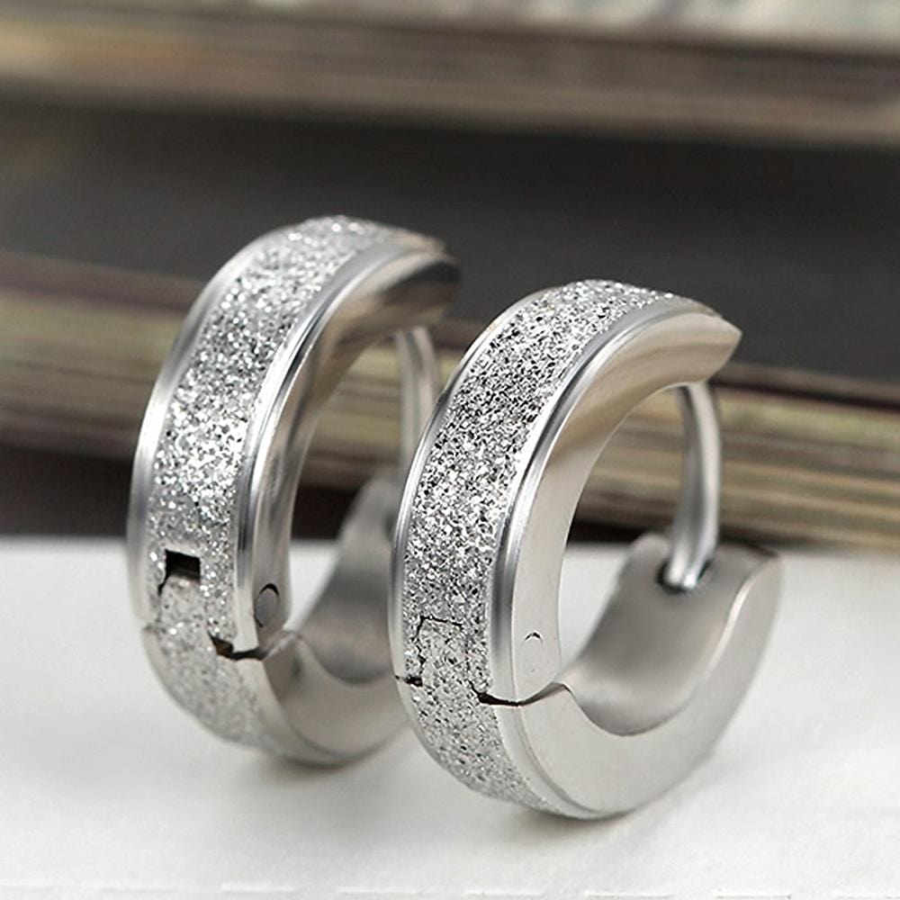 Glitter Textured Huggie Earrings 4mm - Brilliant Co