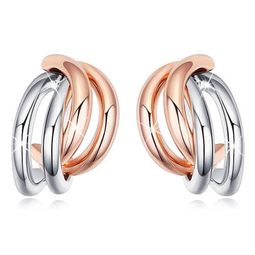 Half Moon 2 Tone Gold Earrings - Brilliant Co