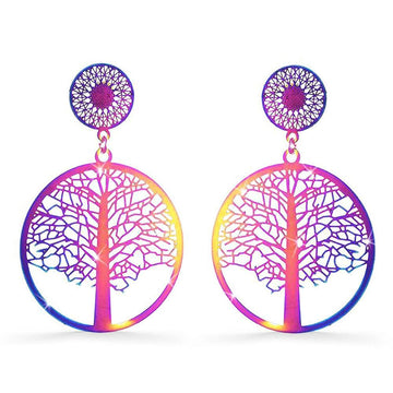 Laser Etched Earrings In Rainbow