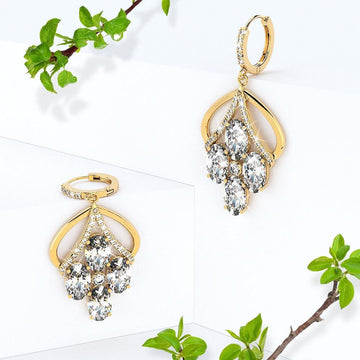 Blossom Sparkling Zirconia Flower Dangle Earrings - Brilliant Co