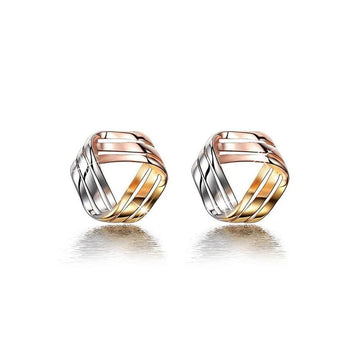 Triangle Woven Tri Tone Earrings - Brilliant Co