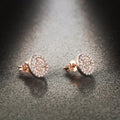 Shiny Created Diamonds Halo Rose Gold Layered Stud Earrings - Brilliant Co