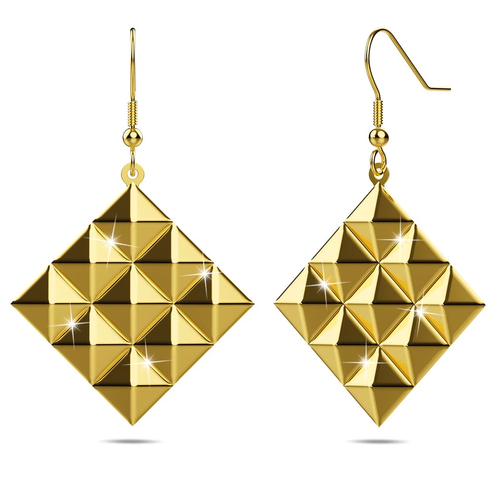 Fascination Geometric Style Diamond Shape Metallic Earrings Gold