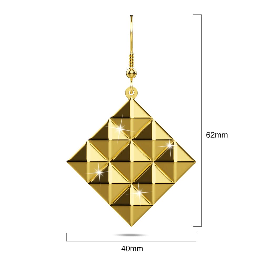 Fascination Geometric Style Diamond Shape Metallic Earrings Gold