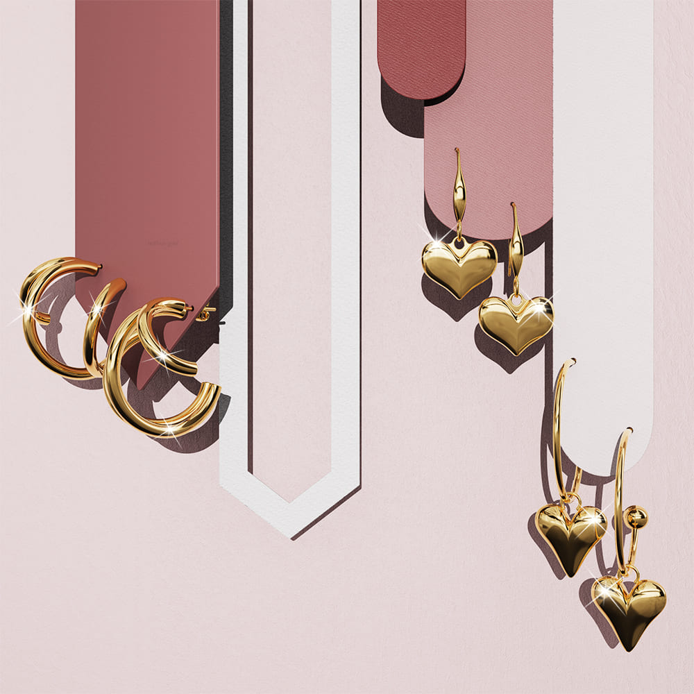 Love Paradise Stud Gold Layered Earrings