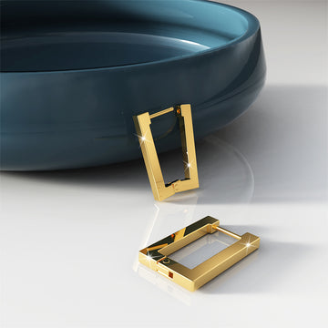 Rectangle Bonanza Hoop Gold Layered Earrings