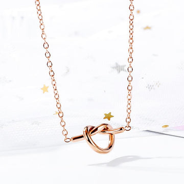 Single Knotted Tie Promise Necklace in Rose Gold Layered Steel Jewellery - Brilliant Co