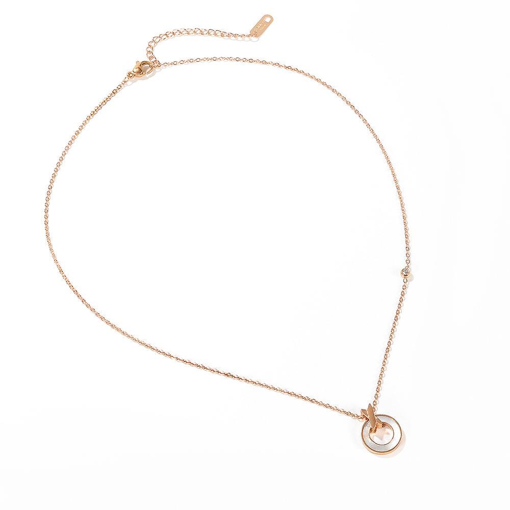 Pearl Oysters Golden Pendant Necklace in Rose Gold Layered Steel Jewellery