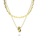Multilayer 2 piece Swirl Pendant Necklace in Gold Layered Steel Jewellery - Brilliant Co