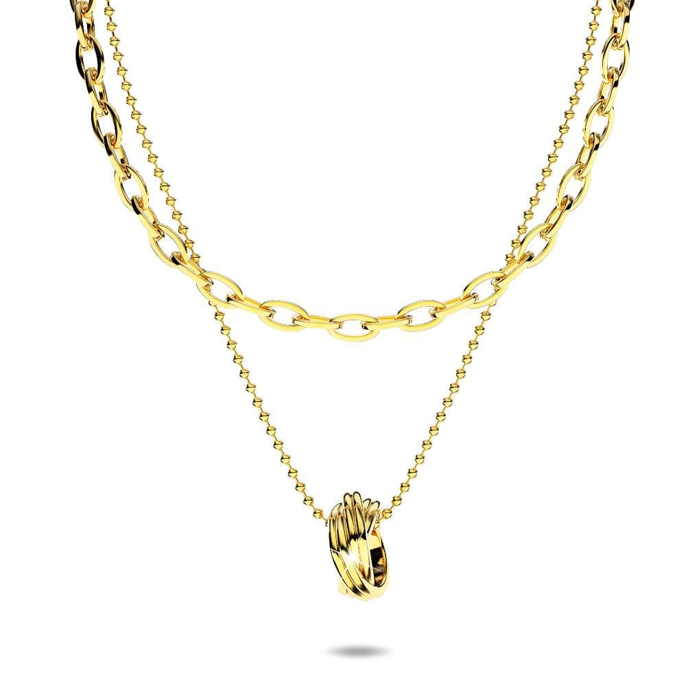 Multilayer 2 piece Swirl Pendant Necklace in Gold Layered Steel Jewellery - Brilliant Co