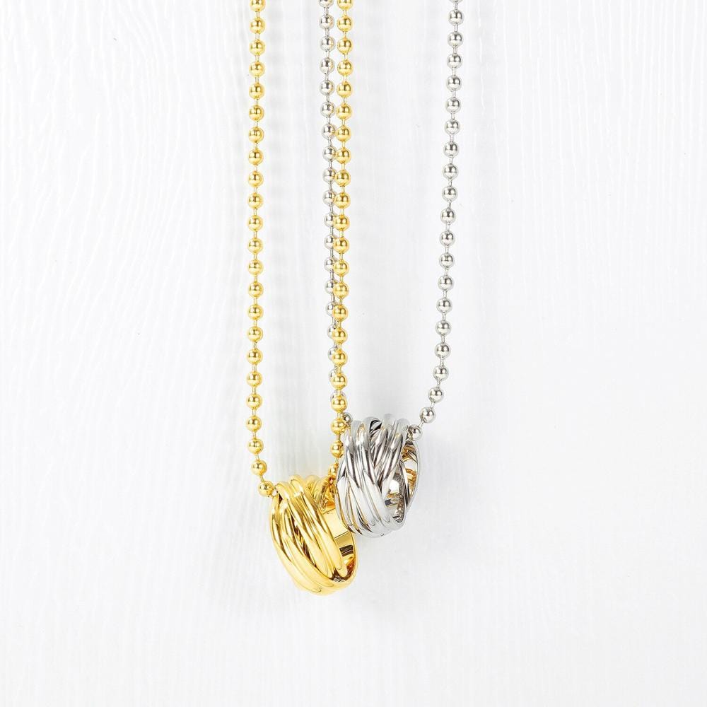 Multilayer 2 piece Swirl Pendant Necklace in Gold Layered Steel Jewellery - Brilliant Co