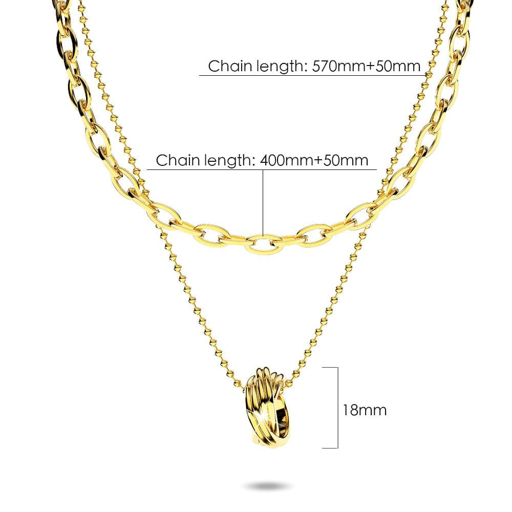 Multilayer 2 piece Swirl Pendant Necklace in Gold Layered Steel Jewellery - Brilliant Co