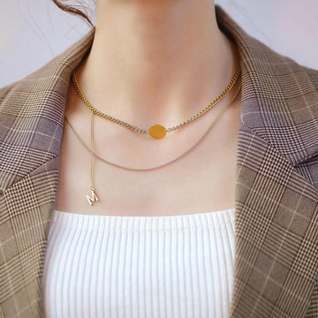 Multilayer 2 piece Miss M Necklace in Gold Layered Steel Jewellery - Brilliant Co