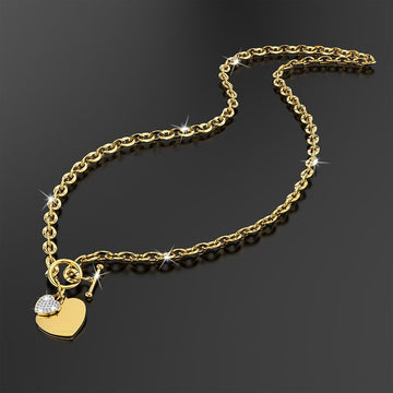 Diamond cut Belcher Chain T-lock Toggle Necklace in Gold Layered Steel Jewellery - Brilliant Co