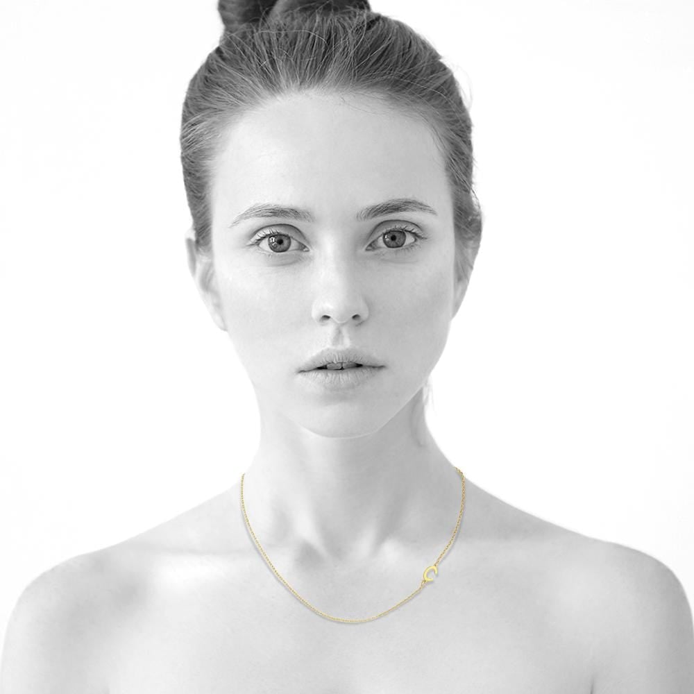 Bold Alphabet Letter Initial Charm Necklace in Gold Tone - 13