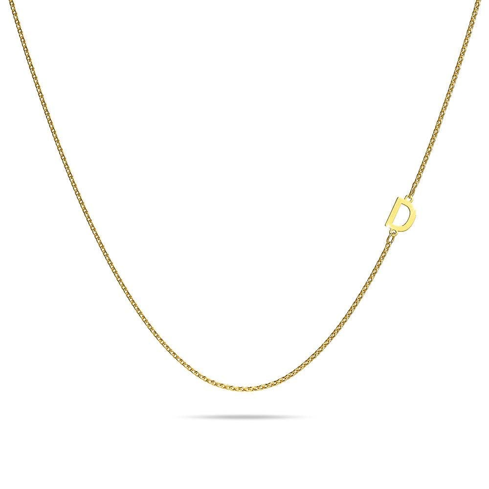 Bold Alphabet Letter Initial Charm Necklace in Gold Tone - 14