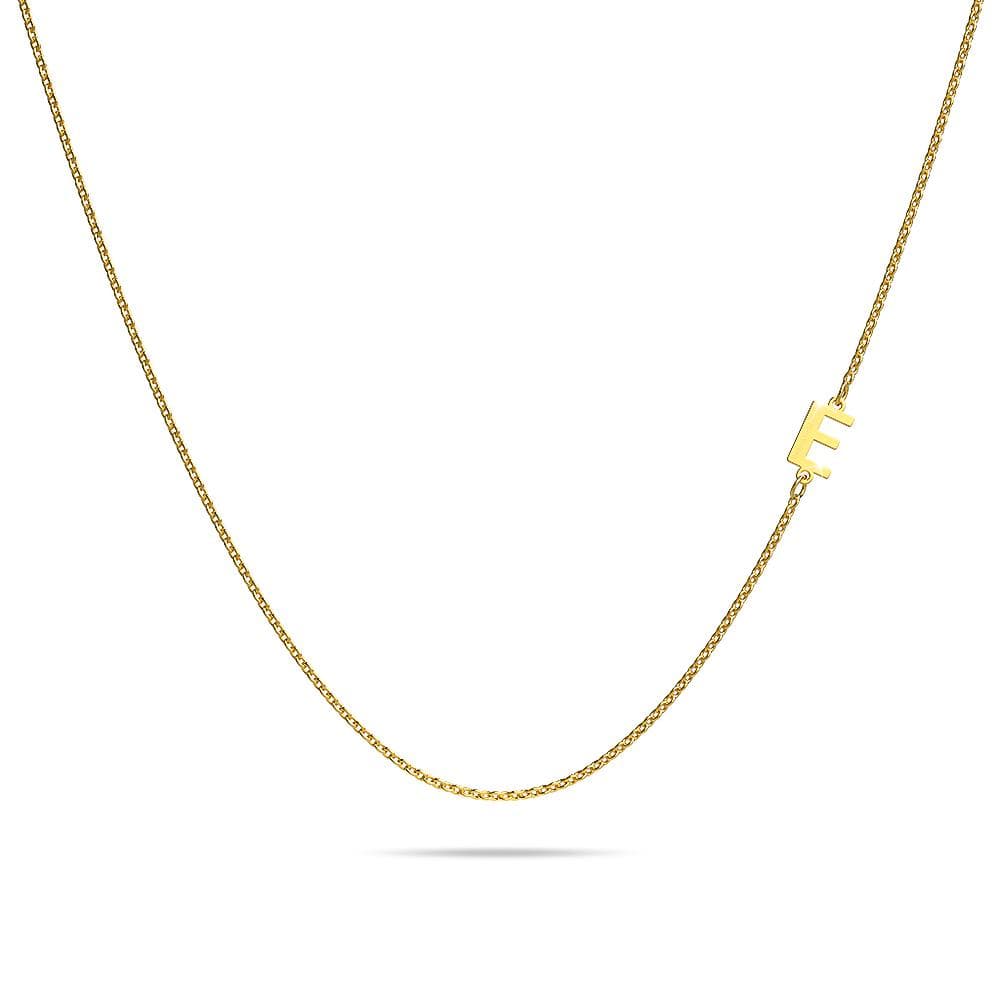 Bold Alphabet Letter Initial Charm Necklace in Gold Tone - 18
