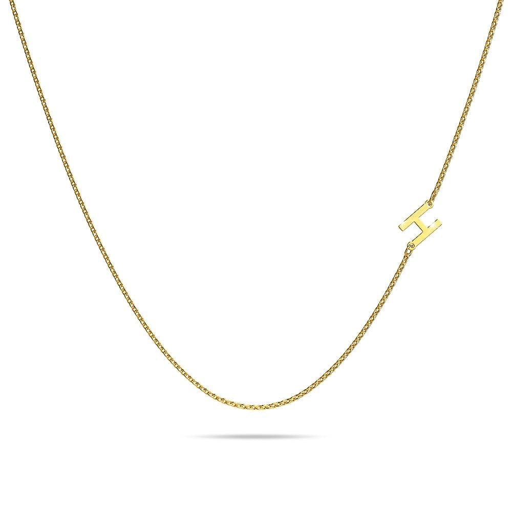 Bold Alphabet Letter Initial Charm Necklace in Gold Tone - 30