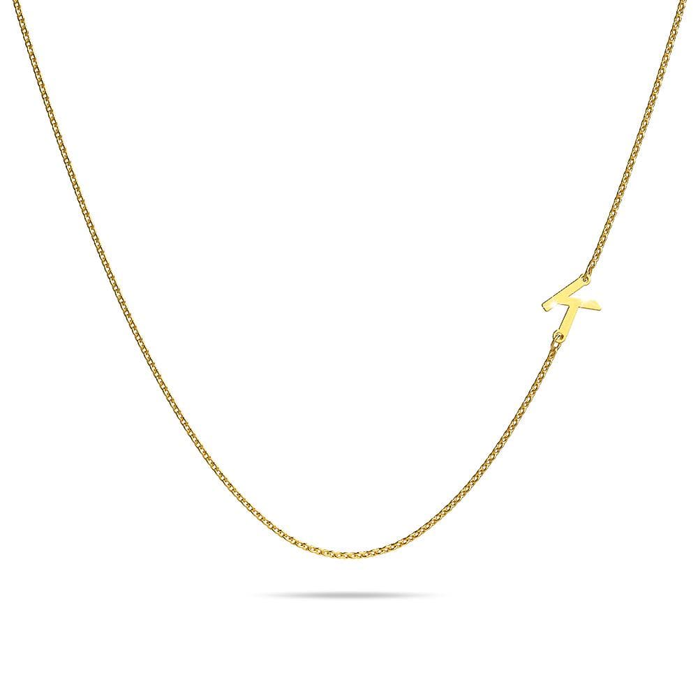 Bold Alphabet Letter Initial Charm Necklace in Gold Tone - 42