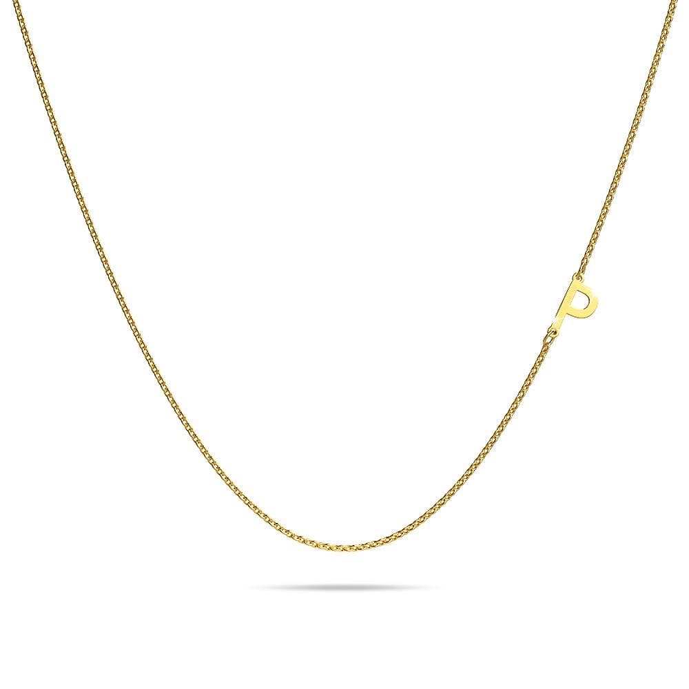 Bold Alphabet Letter Initial Charm Necklace in Gold Tone - 62