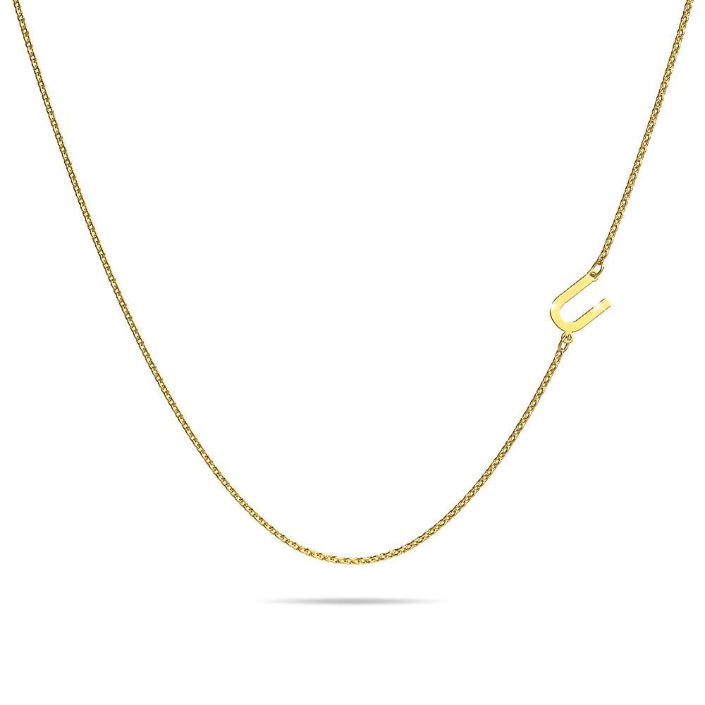 Bold Alphabet Letter Initial Charm Necklace in Gold Tone - 82