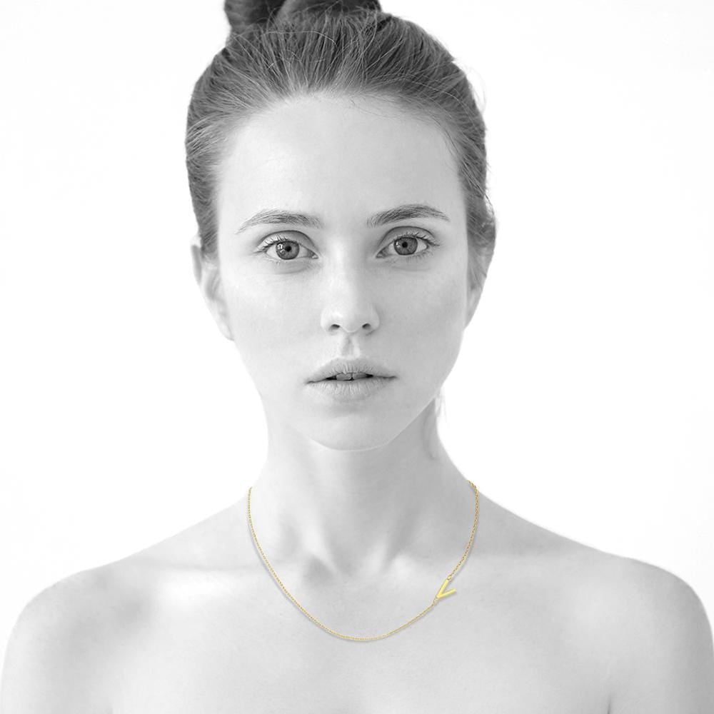 Bold Alphabet Letter Initial Charm Necklace in Gold Tone - 89