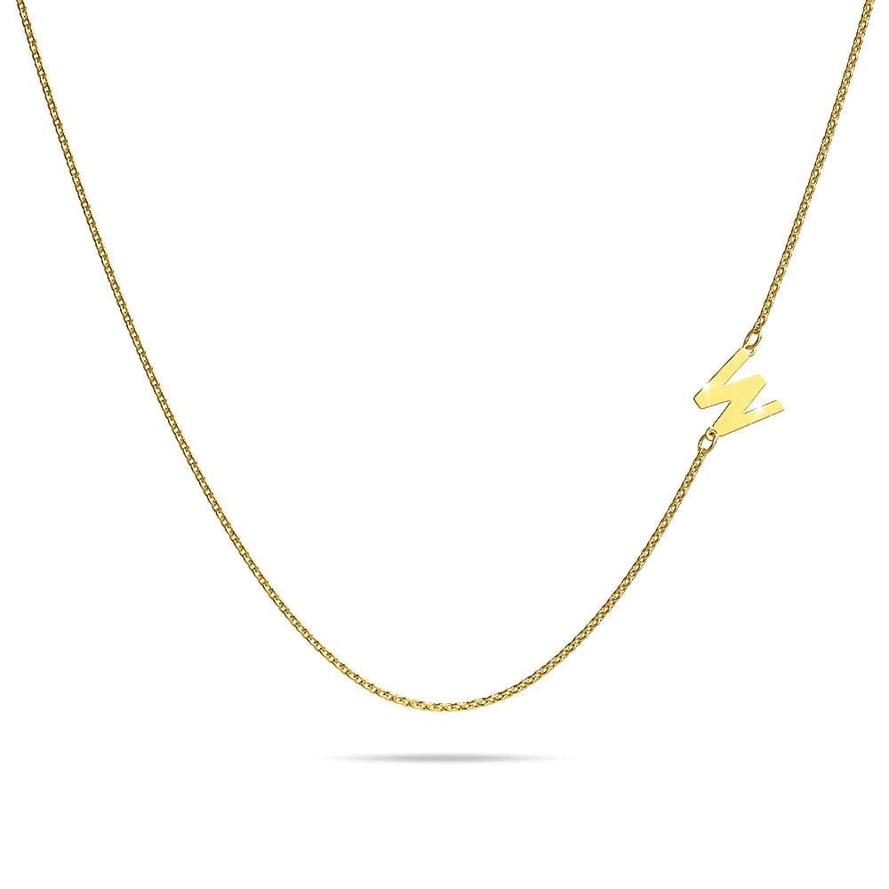 Bold Alphabet Letter Initial Charm Necklace in Gold Tone - 90