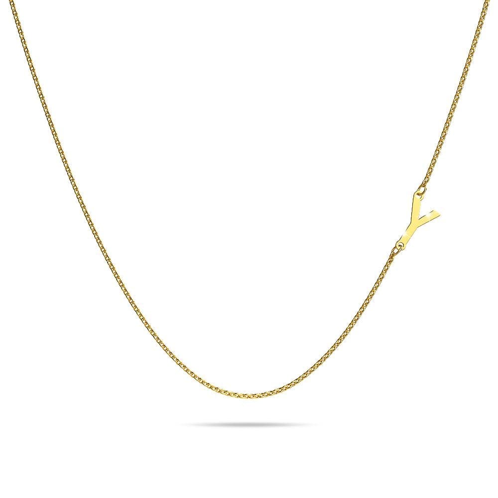 Bold Alphabet Letter Initial Charm Necklace in Gold Tone - 98