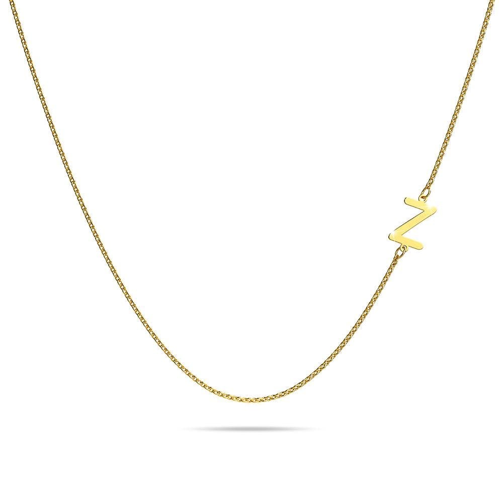 Bold Alphabet Letter Initial Charm Necklace in Gold Tone - 102