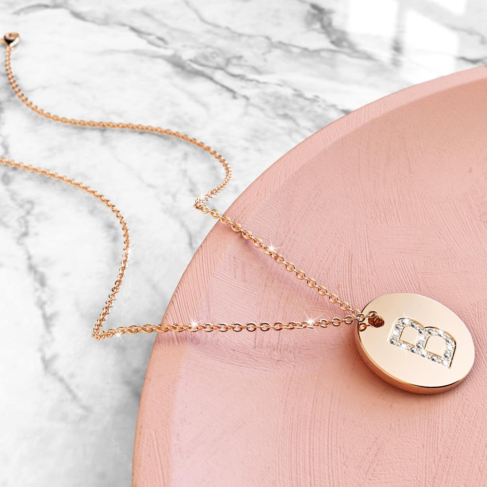 Initials Fabulous Alphabet Letter Necklace Rose Gold Layered Steel Jewellery - 9