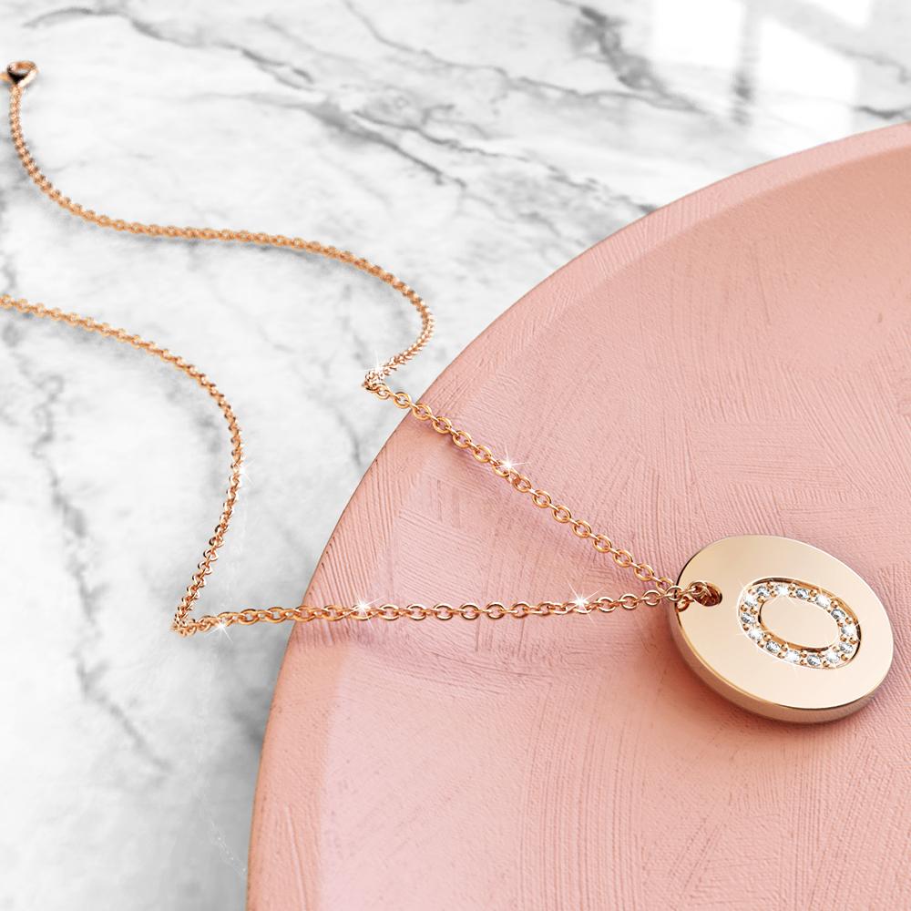 Initials Fabulous Alphabet Letter Necklace Rose Gold Layered Steel Jewellery - 61