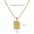 Vintage Inspired Initial Medal Gold Bar Pendant Round Box Chain Necklace - 4