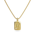 Vintage Inspired Initial Medal Gold Bar Pendant Round Box Chain Necklace - 30