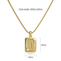Vintage Inspired Initial Medal Gold Bar Pendant Round Box Chain Necklace - 40