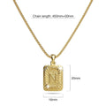 Vintage Inspired Initial Medal Gold Bar Pendant Round Box Chain Necklace - 56