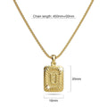 Vintage Inspired Initial Medal Gold Bar Pendant Round Box Chain Necklace - 84
