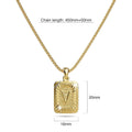 Vintage Inspired Initial Medal Gold Bar Pendant Round Box Chain Necklace - 88
