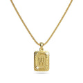 Vintage Inspired Initial Medal Gold Bar Pendant Round Box Chain Necklace - 90