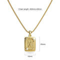 Vintage Inspired Initial Medal Gold Bar Pendant Round Box Chain Necklace - 96